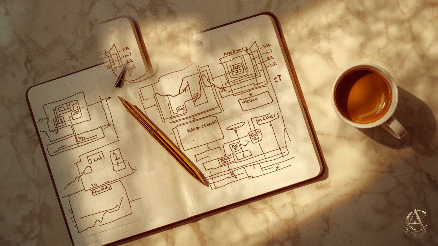 El plan estratégico dibujado a mano sobre una mesa elegante